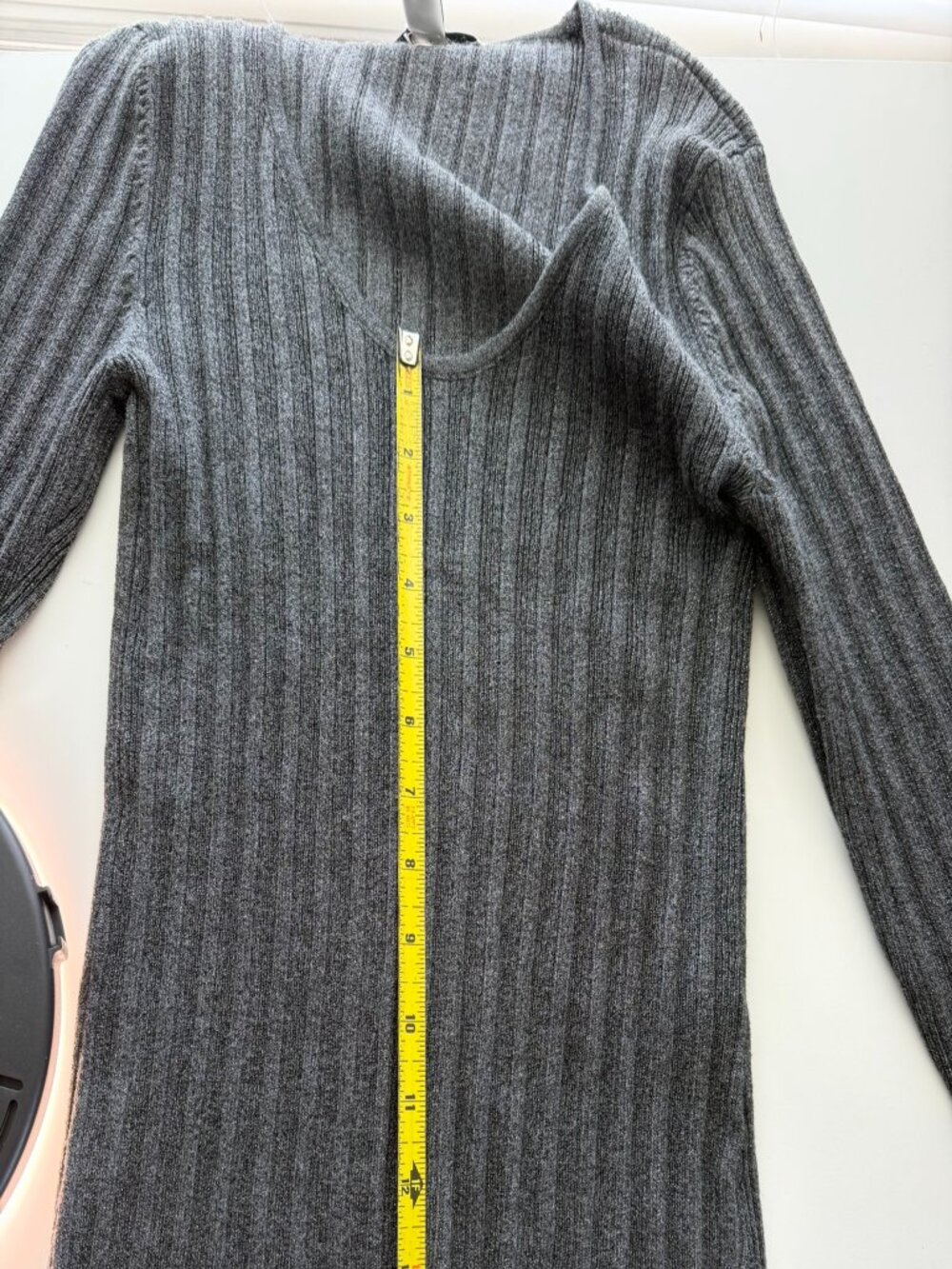 White House Black Market Grey Sparkly Top Long Sleeve Sz L - Picture 6 of 6